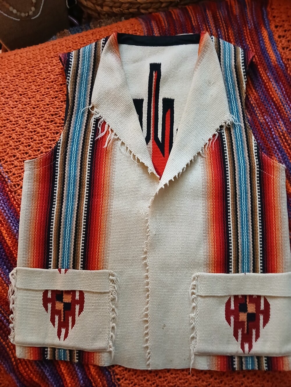 Vintage Chimayo Indian Hand Woven Vest Natural Dyes Used Vintage Size M Vest